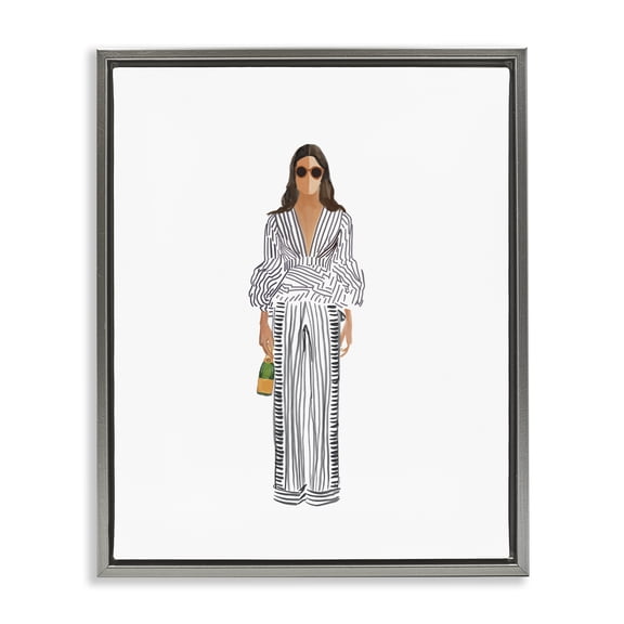 Stupell Industries Contemporary Fashion Girl with Champagne Gray Floating Frame Canvas Art, 17 x 21, by Amelia Noyes