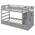 thumbnail image 4 of Twin Over Twin Kids/Teens Bunk Bed with Buit-In Staircase, Wooden Storage Bed Frame with 6 Drawers, 4 of 12