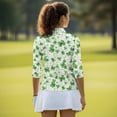 thumbnail image 5 of Uorisanigo Four Leaf Clover Women's 3/4 Sleeve Golf Top Size L Comfortable Fashionable Quick Dry Athletic Polo Shirts with Zip Up Collar Versatile Tennis Tops Breathable for Women, 5 of 7