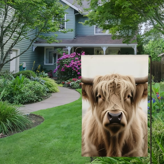 Spring Summer Garden Flag Double Sided Highland Cow Welcome Yard House Outside Outdoor Decoration,12*18 inch
