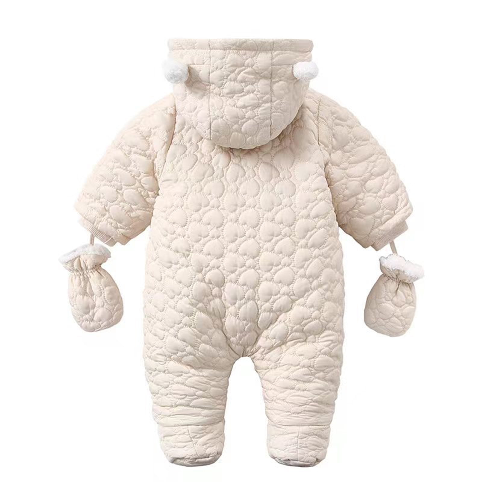 Baby Boy Clothes,Romper Outerwear Snowsuit Bear Ears Hooded Jumpsuit Warm Coat Jacket With Gloves,Baby Girl Clothes,6-9 Months,Z01 Beige
