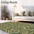 thumbnail image 2 of ODIKA 5'x7' Machine Washable Non-Slip Area Rug, Lush Meadow Wavy Lattice Interlocking Swirl Deluxe High Traffic Rug with Pad, Green, 579449, 2 of 8