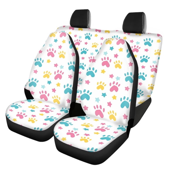 Uourmeti Paw Print Star Pattern Car Seat Covers Full Set Automotive Seat Cover Interior Easy to Install Auto Accessories Fit for Cars Sedans