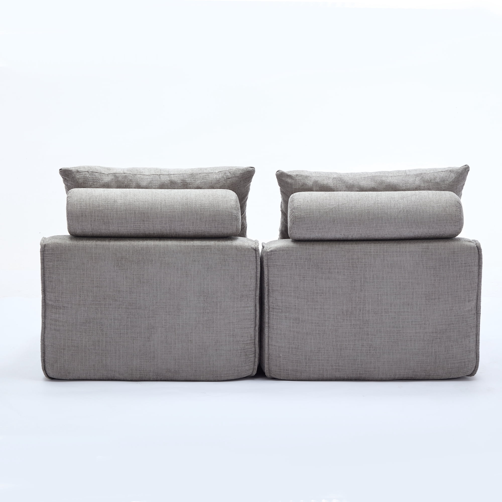 Miniyam Modular Floor Sofa with Lumbar Pillow, Armless Chenille Lounge Chair for Small Spaces, Gray