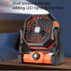 thumbnail image 4 of Ventilador de batería de 7800 mAh con linterna LED, ventilador de camping recargable con gancho para tienda de campaña, huracán al aire libre, (naranja), 4 of 5