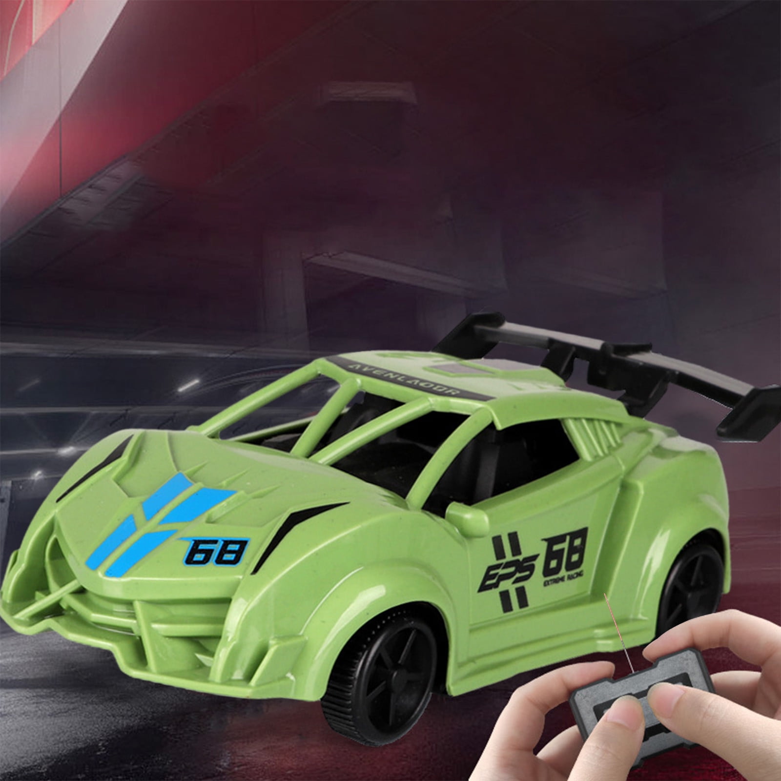 WLOELOEW Green Cool Small Remote Control Car Kids Toy Car Two-Way Control Mini Flexible Remote Control Car