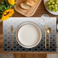 thumbnail image 4 of Morocco Black Placemats Set of 8, Classic Geometric Abstract Gradient Placemats for Dining Table, Place Mats for Kitchen Tabletop, Waterproof Wipeable Dining Table Mats Set, 4 of 9
