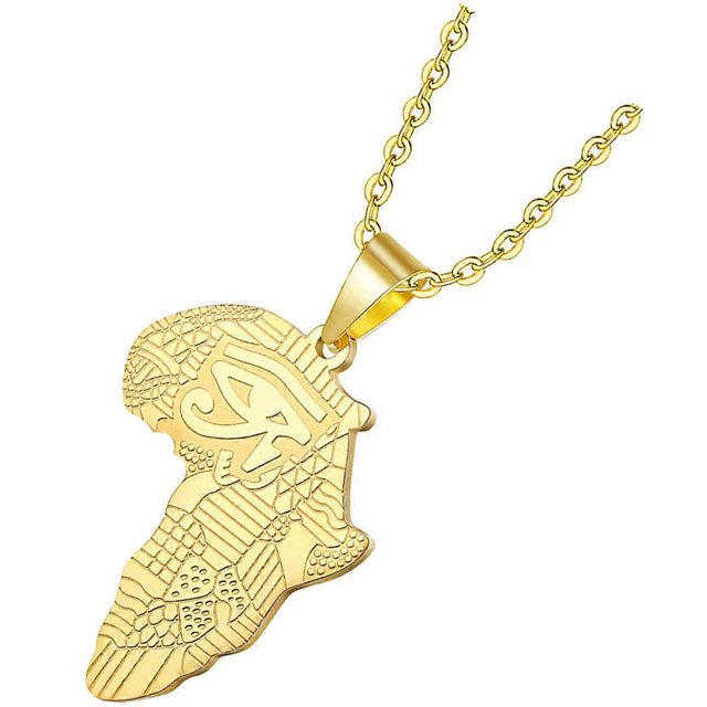 Hip Hop Necklace Pendant Necklace for Men Special Events Golden Titanium Steel Health Enhancing 1Pack