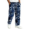 thumbnail image 3 of GrmtClth Mens Camo Baggy Sweatpants Loose Wide Leg Fit Stretch Waist Multi Flap Pocket Daily Streetwear Pants Blue 2XL, 3 of 8