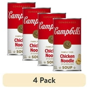 (4 pack) Campbells Condensed Chicken Noodle Soup Dry Egg Noodle Recipe, 22.4 oz Family Size Can