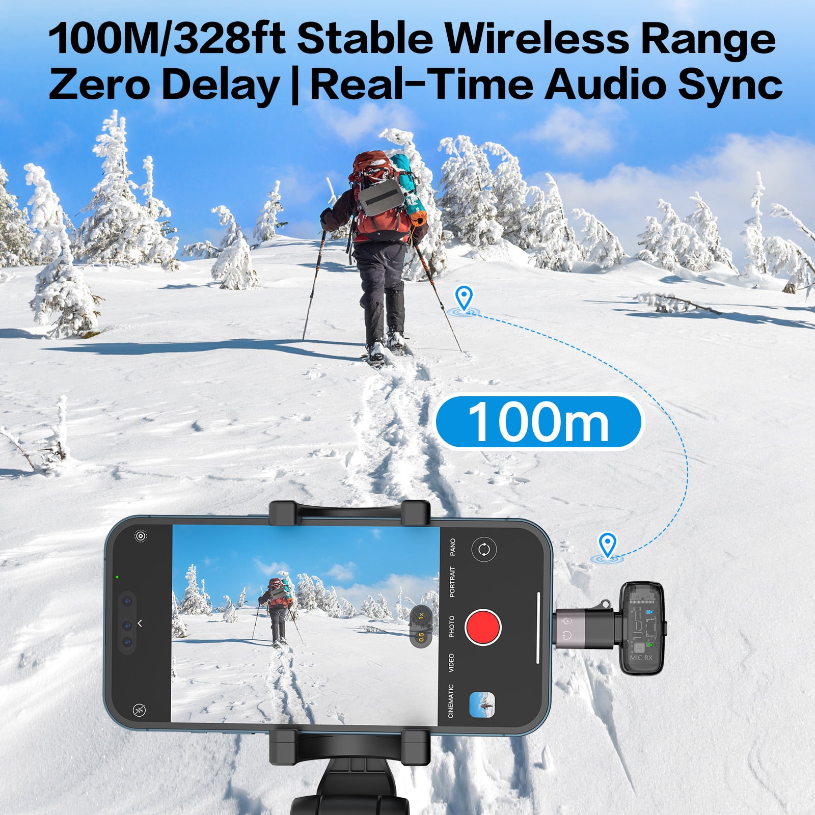 ZealSound Mini Wireless Lavalier Microphone for iPhone iPad Android Tablets PC, 2 Transmitters with Charging Case,Noise Reduction/33H Battery Life Lapel Mic for Podcast,YouTube Videos