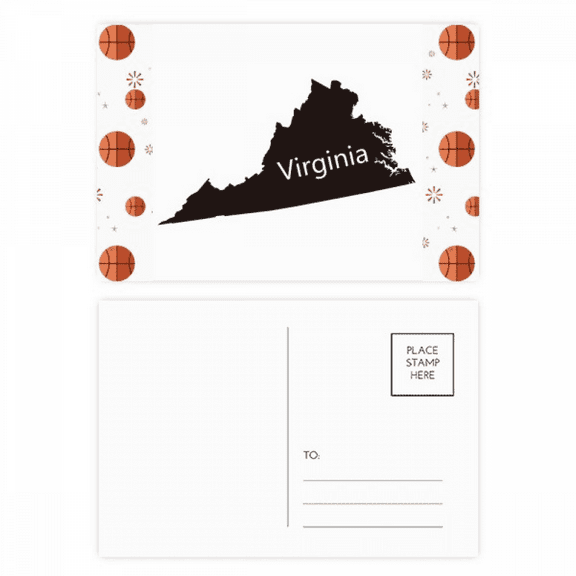 Virginia America USA Map Outline Basketball Postcard Set Thanks Card Mailing Side 20pcs