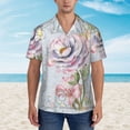 thumbnail image 4 of Lsque Vintage Rose pattern Hawaiian Shirt for Men, Unisex Summer Beach Casual Short Sleeve Button Down Shirts-Large, 4 of 9