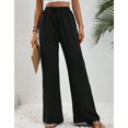 thumbnail image 2 of SWSMCLT Women's Palazzo Pants Travel Lounge Beach Long Pleated Summer Casual Trousers High Waisted Pants Black 4-6, 2 of 5
