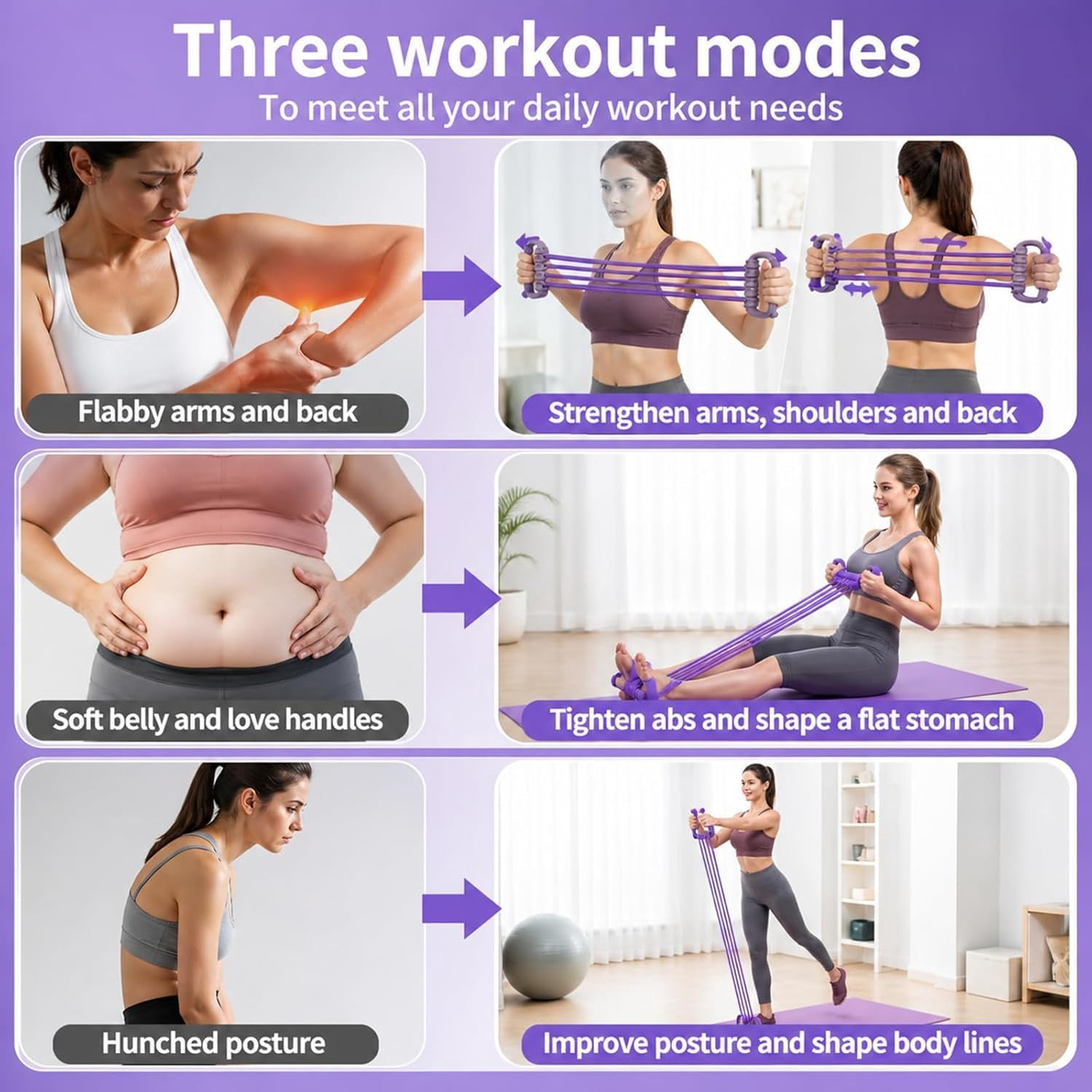BORIKISE Multifunction Pedal Resistance Band, Portable Latex Material with Handles, Durable & Lightweight for Travel Workouts
