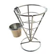 thumbnail image 2 of 2 piezas de soporte para papas fritas, cesta para papas fritas en forma de cono francés con taza para salsa, soporte de alambre de metal para papas fritas para alimentos, soporte para helado, 2 of 5