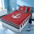 thumbnail image 3 of Erosebridal Ocean Anchor Zipper Queen Comforter Set with Fitted Sheet and 2 Pillowcases, Sea Stripe Zipper Bedding Set, Reversible, 3 of 7