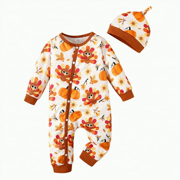 Futezty Toddler Boys Girls Clothes Fall Winter Outfit Sets, Baby Outfits Long Sleeve Round Neck Animal Elastic Waist 6M 1T 2T 3T 4T 5T 3PCS Thanksgiving