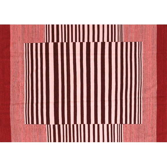 Ahgly Company Indoor Rectangle Abstract Red Contemporary Area Rugs, 7' x 9'