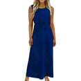 thumbnail image 2 of XiYing Robes d'Été pour Femmes, Robe Décontractée Ample à Col Rond pour Femme, Robe Maxi d'Été Sans Manches pour Usage Quotidien, Design Fluide Uni, P-TTG, une Pièce, 2 of 6
