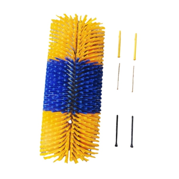 Cepillo rascador portátil para ganado, rascador para cabras, para cercas de jardín y granjas. amarillo azul