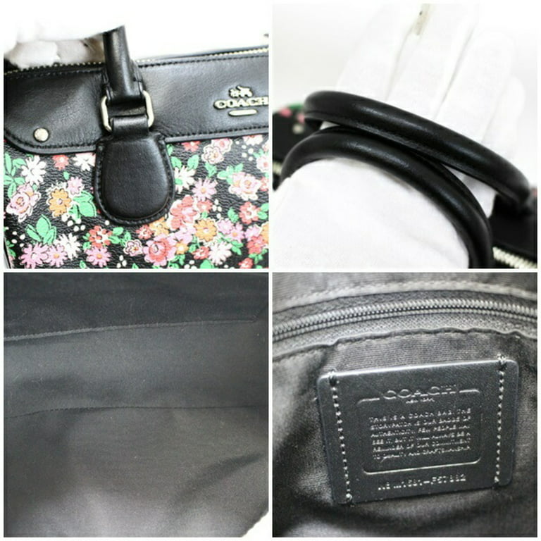 Authenticated Used Coach Handbag Shoulder Bag Floral Print Mini Satchel PVC  x Leather Black F57882 COACH Ladies 