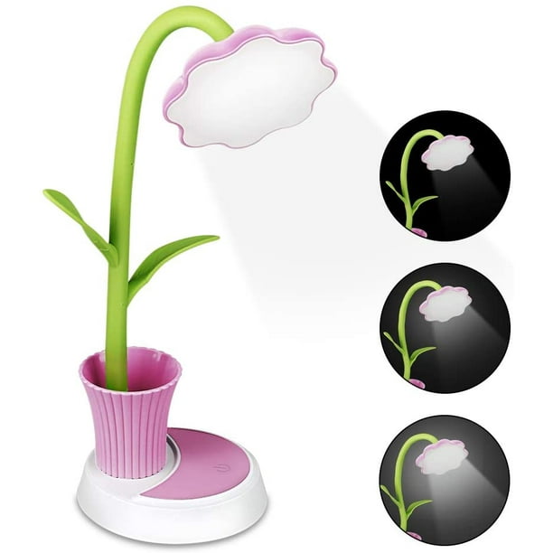 Lámpara De Escritorio LED Con Portalápices, Plegable 3 Niveles De Brillo, Control Táctil Regulable Protección Para Los Ojos Lámpara De Lectura Lámpara De Escritorio Con Carga USB Lámpara De