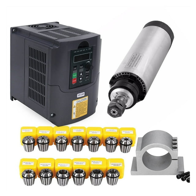 Kit de Broche Refroidie par Air 2.2KW CNC 2.2KW Outil de Machine Moteur de Broche + 220 Injecteurs + Pince 80mm + 13 Pcs Collier ER20, Grand Utilisation