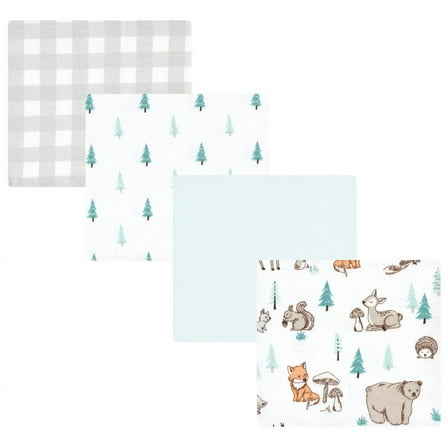 Hudson Baby Cotton Flannel Receiving Blankets, Neutral Woodland Pals, One Size