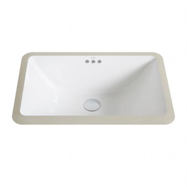 Kraus KCU-241 Elavo Small Rectangular Ceramic Undermount Bathroom Sink with Overflow, White