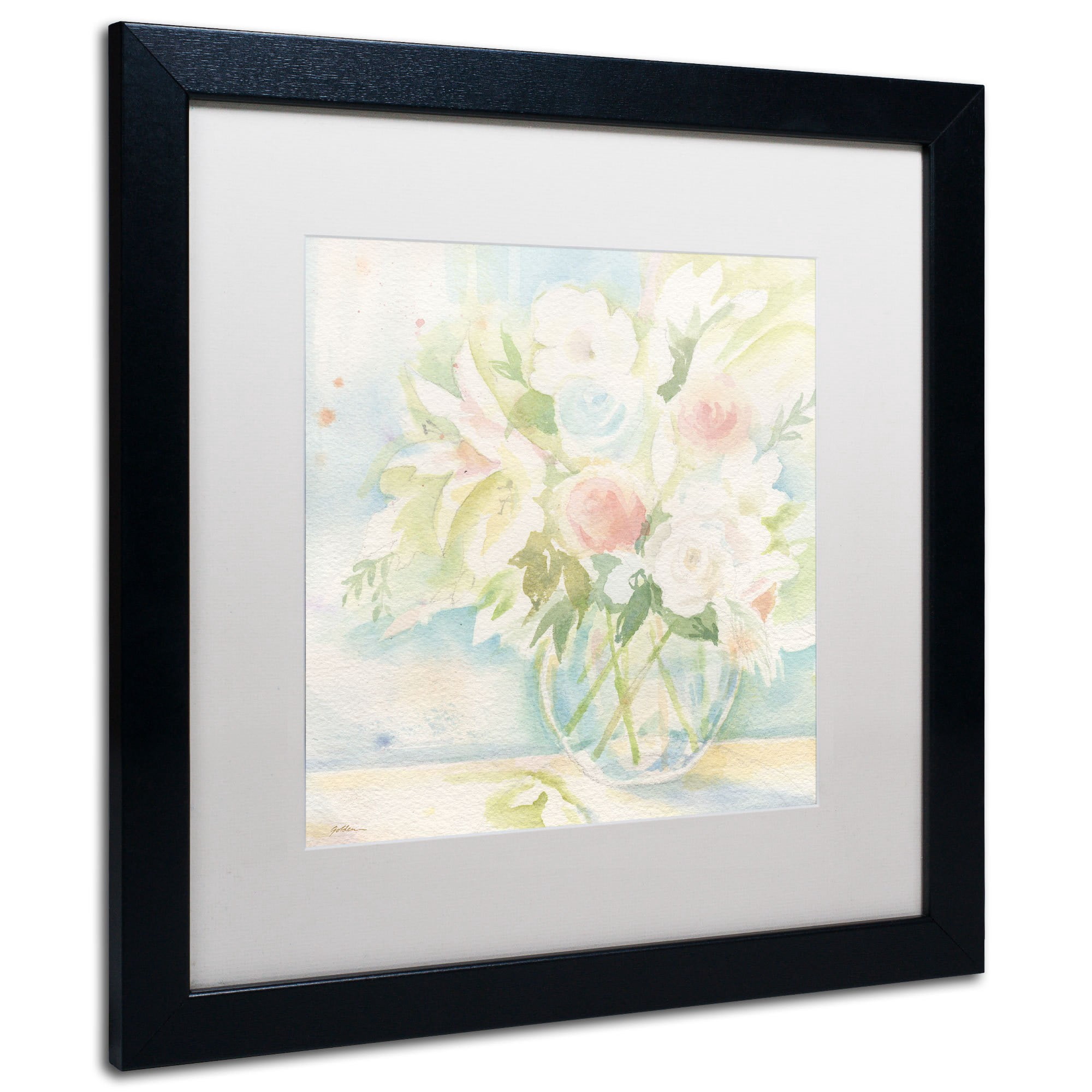 Trademark Fine Art "Early June Bouquet" Canvas Art by Sheila Golden, White Matte, Black Frame
