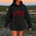 thumbnail image 2 of Women's Fall Fashion Hoodies Hooded Sweatshirts Casual Loose Heart Printed Outdoor Hoody Jackets Round Neck Long Sleeve Hoodie Pullover Winter Outwears with Pocket, 2 of 4