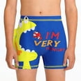 thumbnail image 4 of Bañador corto deportivo infantil con cintura elástica estampada y parte delantera plana, incluye gorro de natación a juego. Bañador de poliéster para niño., 4 of 6