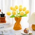 thumbnail image 3 of Dalrosia 10PCS Crochet Tulips Flowers Artificial Flowers Bouquet Handmade Knitted Tulip Bouquets with Leave and Long Stem for Home Centerpieces Decor Valentine's Day Wedding Anniversary, 3 of 5