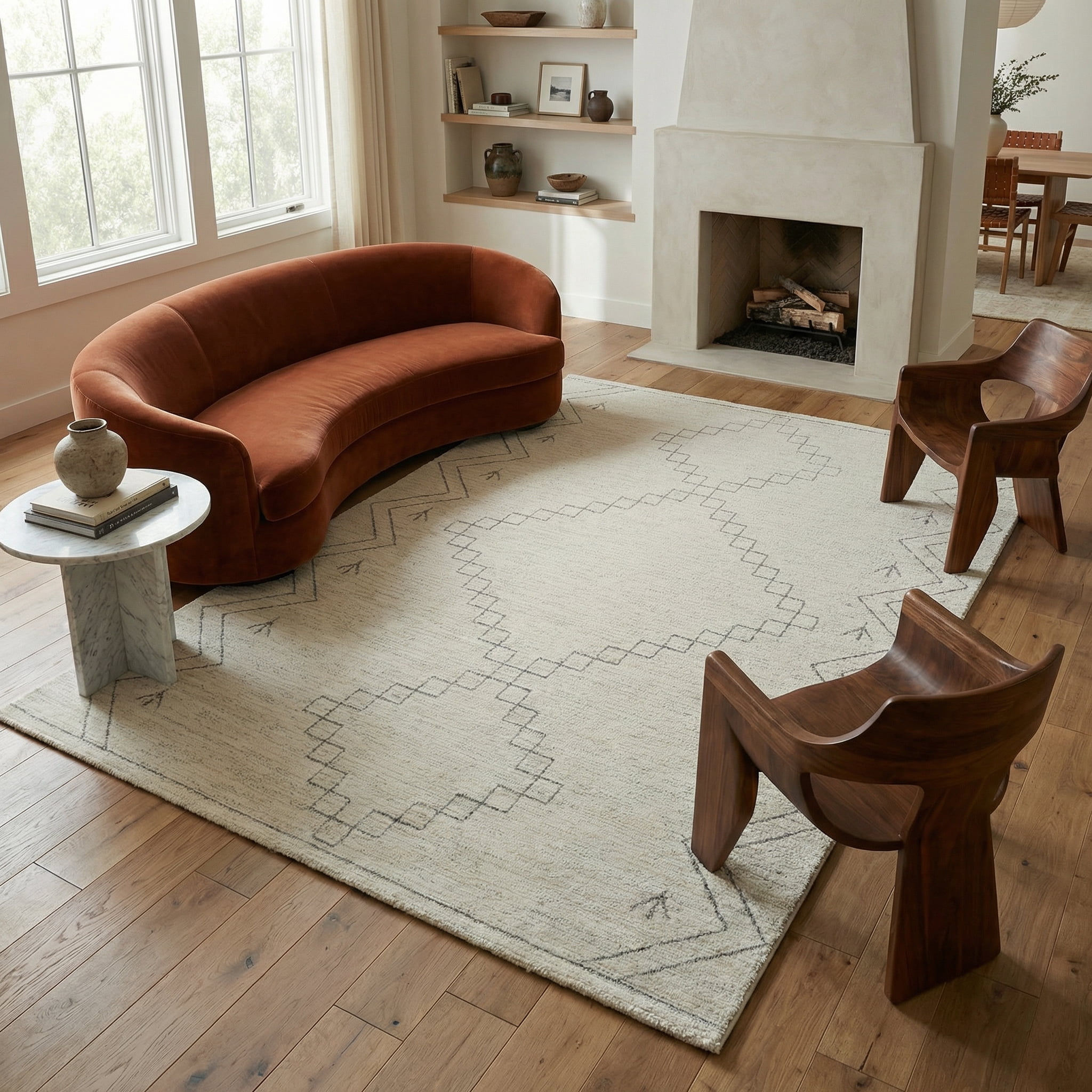 Rug Branch Casa Abstract Indoor Area Rug, Beige Cream, Boho - Living Room, Bedroom, Dining Room, and Kitchen