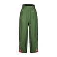 thumbnail image 7 of Sakmal Womens Capri Palazzo Pants Cotton Linen Boho Wide Leg Pants Floral Trendy Beach Vacation Capris for Women L, 7 of 7