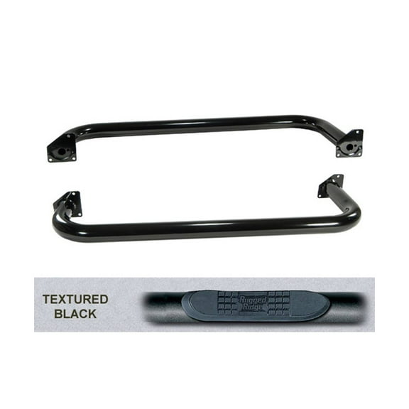 Rugged Ridge by RealTruck 3" Tube Side Steps for Wrangler YJ | Textured Black, Round | 11591.03 | Compatible with 1987-1995 Jeep Wrangler YJ
