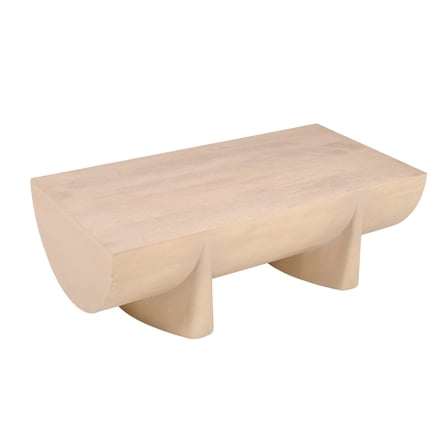 Wilhelm Coffee Table | 48" Curved Rectangular | Whitewash Mango Wood