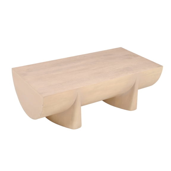 Wilhelm Coffee Table | 48" Curved Rectangular | Whitewash Mango Wood