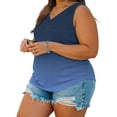 thumbnail image 7 of Qulqfy V-Neck Womens Summer Dresses Sleeveless Plus Size Ribbed Gradient Knit Summer Navy Dressy Casual Beach Graphic Shirts 5XL, 7 of 7