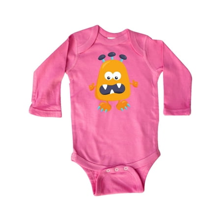 

Inktastic Cute Monster Little Monster Orange Monster Gift Baby Boy or Baby Girl Long Sleeve Bodysuit