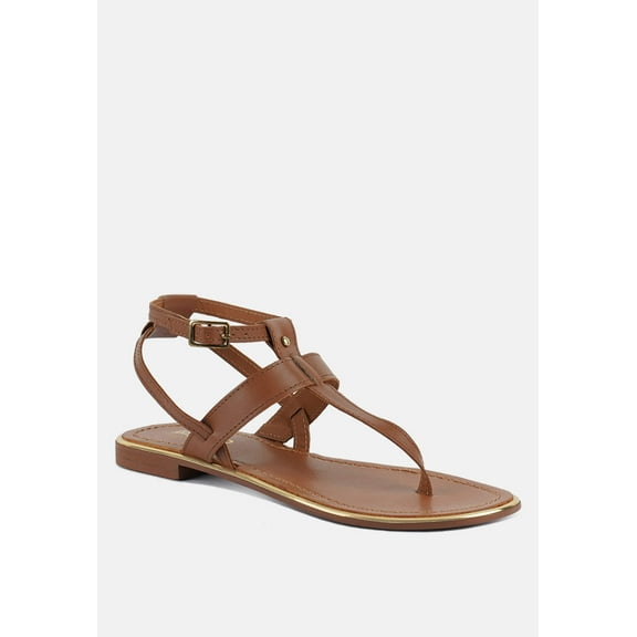 IRENE Tan Flat Thong Sandals