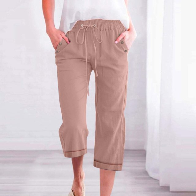 Pantalons Capri pour Femmes, Ample avec Cordon de Serrage 3/4