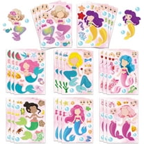 24 Sheets Mermaid Make A Face Stickers, Kids Art Craft Supplies, Make Your Own Stickers Party Favors, Classroom Teacher Rewards, Birthday Gift, Toddler Creative Play