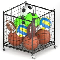 Ztysn Basketball Volleyball Metal Storage Rack Cage Organizer,22.83" Ball Cart With Wheels Garage Sport Equipment Holder For Indoor Outdoor Playgroup,Club,School