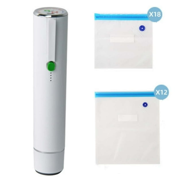 ERK Scelleuse sous Vide Compacte pour Aliments, Scelleuse sous Vide Portative avec 30 Sacs Réutilisables pour la Conservation et le Blanc Frais