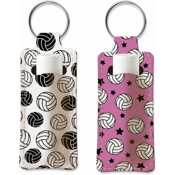 2pcs Lipstick Holder Keychain Lip Balm Holders Elastic Diving Fabric Lipstick Keychain Key Ring Holder for Chapstick diy Volleyball