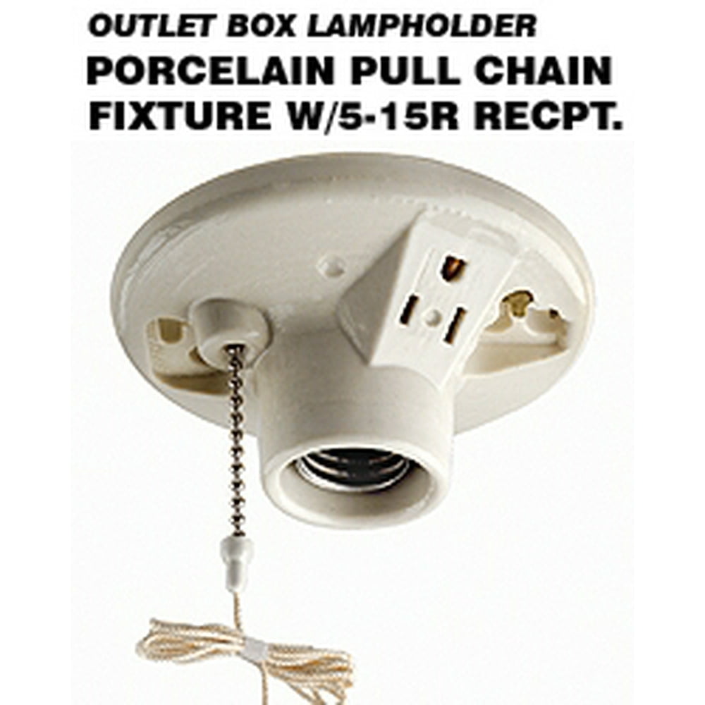 Leviton 9726C2 Outlet Box Mount Pull Chain Lampholder w/6 Inch Pigtail
