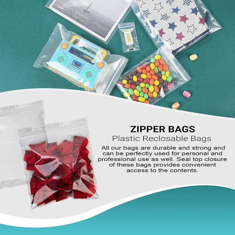 APQ Clear Zip Top Bags 8 x 8, Pack of 100 Poly Zip Bags for Small  Business, 2 mil Thick Baggies with Seal Top, Waterproof Reclosable Plastic  Bags