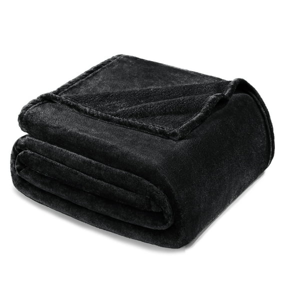 Exclusivo Mezcla King Size Flannel Fleece Velvet Plush Bed Blanket as Bedspread, Coverlet, Bed Cover (90"x104", Black)